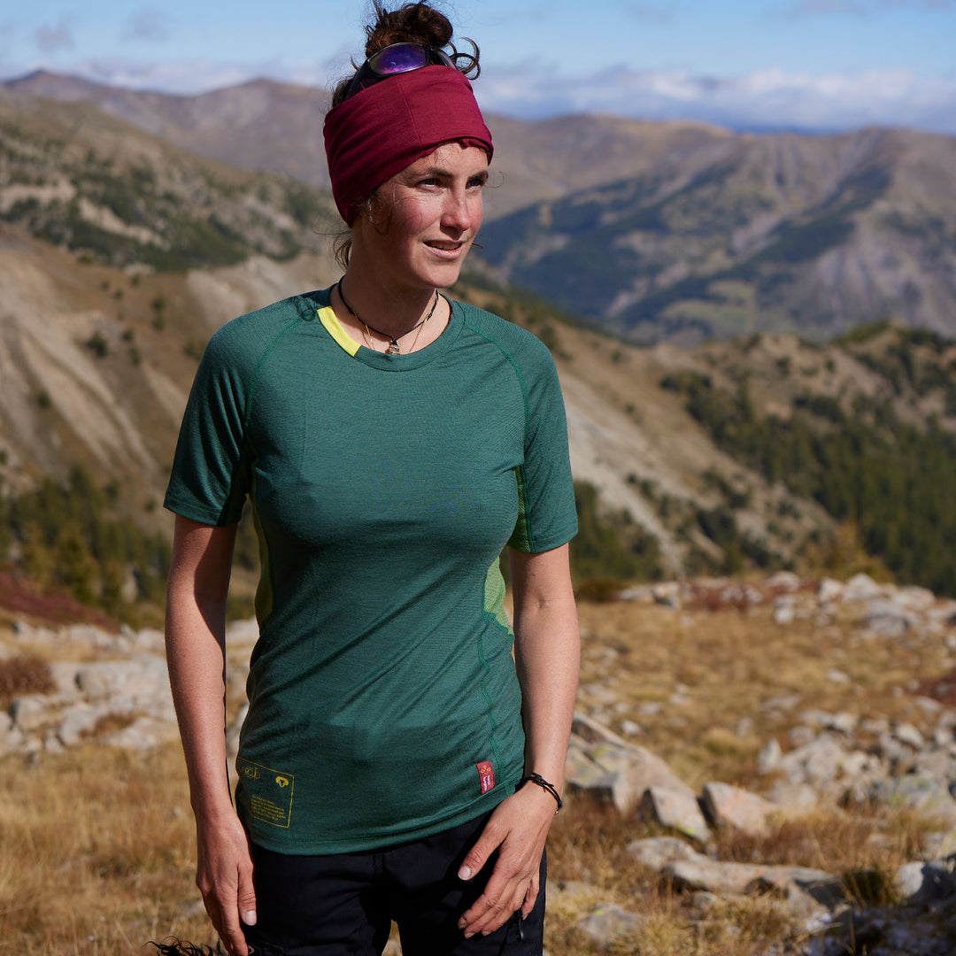 Le T-shirt baselayer mérinos équitable pour femme fait en France