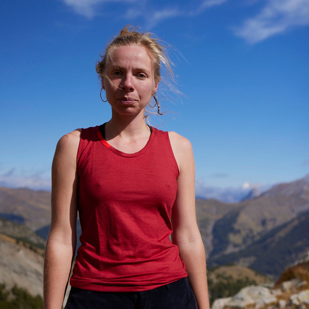 Débardeur, sous-chemise équitable femme en laine mérinos bio, tricotée en France